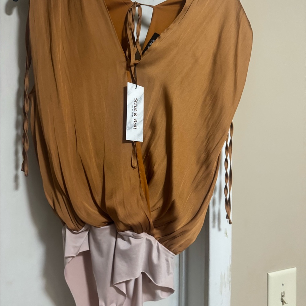 Women's bronze Draped V-Neck Bodysuit size small